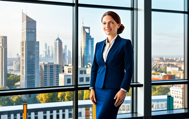 Inspiring Entrepreneur**

"A professional businesswoman in a modest business suit, standing in a modern office with large windows overlooking a vibrant cityscape, fully clothed, appropriate attire, safe for work, perfect anatomy, natural proportions, professional photography, high quality, bright and optimistic lighting, family-friendly"

**