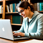 스토리텔러가 주목해야 할 국내외 산업 변화 - Authentic Storyteller**

"A professional writer in a cozy library, surrounded by books, typing on a ...