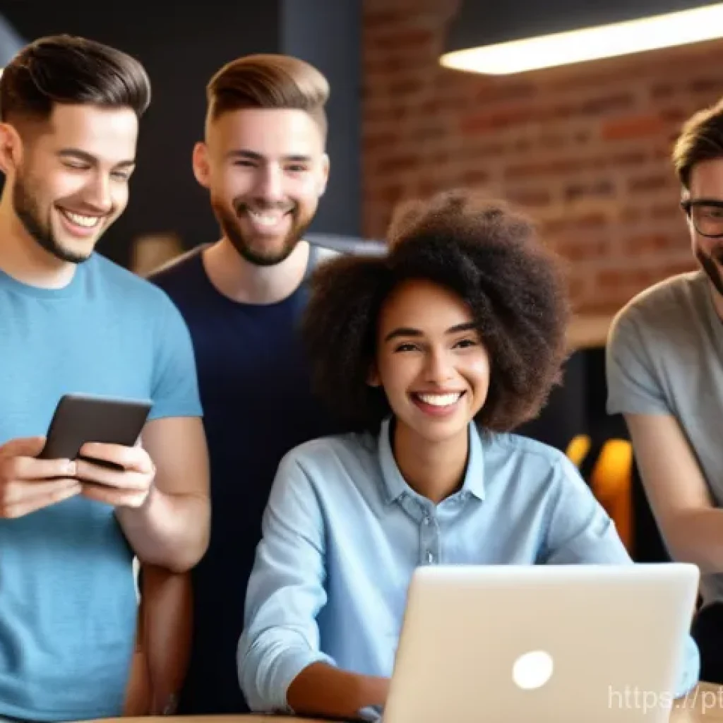 스토리텔러와 관련된 베스트 콘텐츠 제작 사례 - **Prompt:** A vibrant, diverse group of young adults, dressed in casual, modern clothing, are gather...