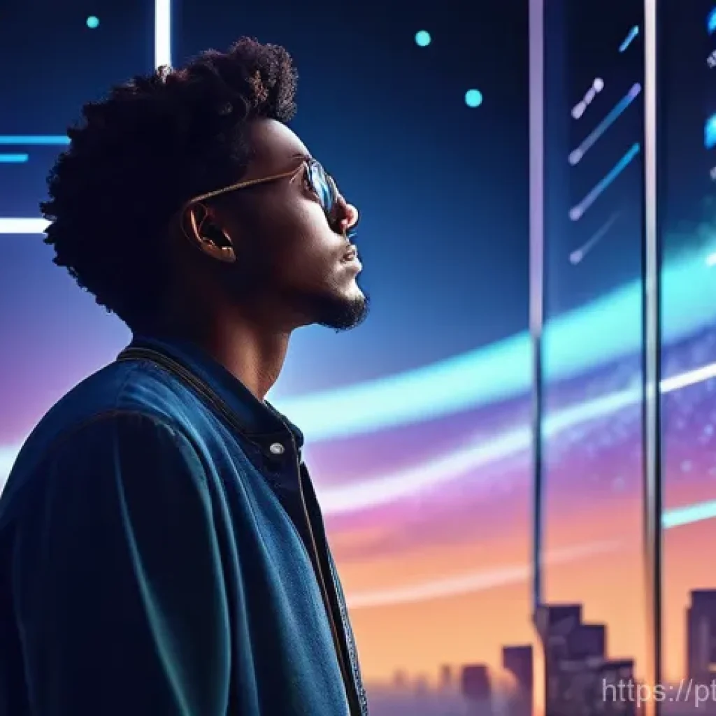 스토리텔러가 주목해야 할 최신 직무 기술 - **Prompt:** A dynamic and futuristic illustration depicting a young, energetic storyteller, dressed ...