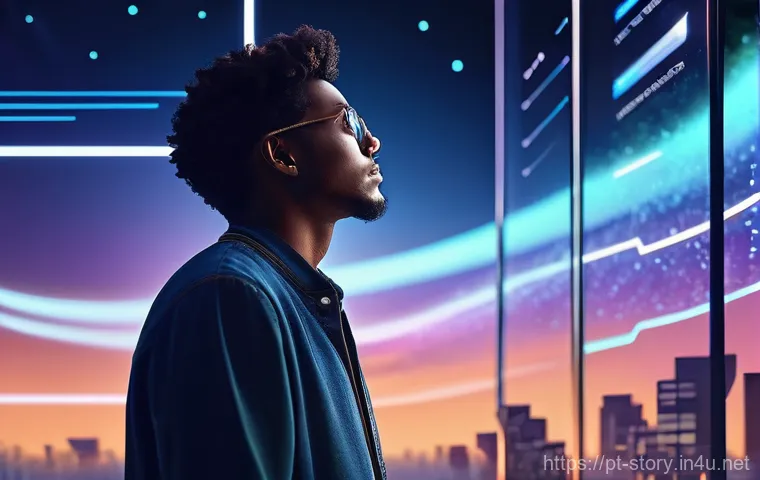 스토리텔러가 주목해야 할 최신 직무 기술 - **Prompt:** A dynamic and futuristic illustration depicting a young, energetic storyteller, dressed ...