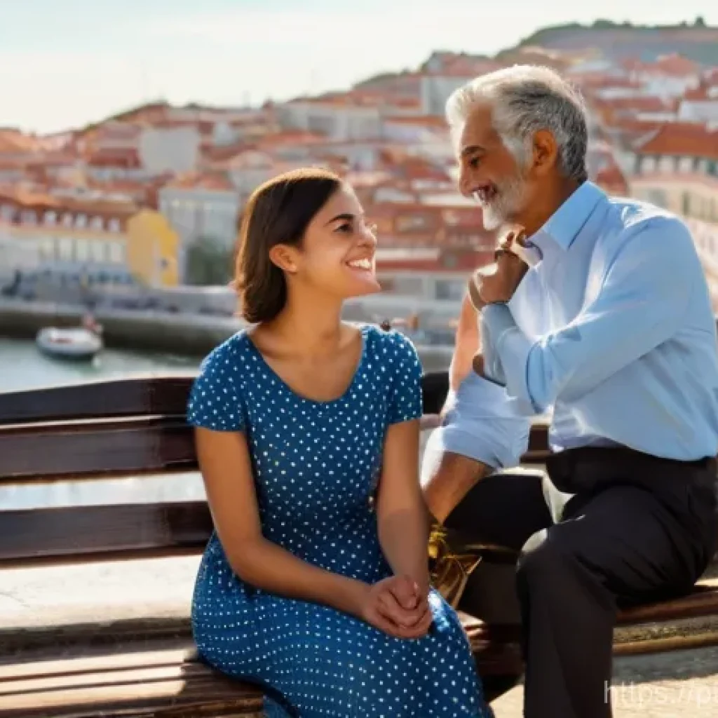 스토리텔러 필수 스킬 10가지 - **Prompt:** A heartwarming scene depicting two friends, a young Portuguese woman and an older Portug...