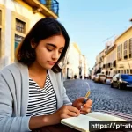 스토리텔러로서 창의성을 높이는 연습 - A creative young woman with bright, curious eyes, casually dressed in a comfortable cardigan and jea...