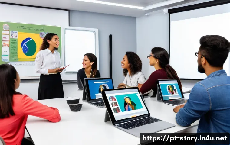 스토리텔러 자격증의 글로벌 인증 가능성 분석과 사례 연구와 전략 - A modern, professional classroom setting in São Paulo, Brazil, with diverse adult students attentive...