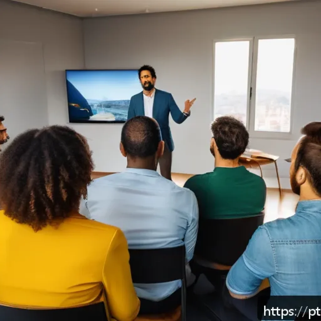 스토리텔러 자격증과 관련된 준비 과정과 전략 - A professional storyteller in a modern Brazilian coworking space, confidently presenting a captivati...