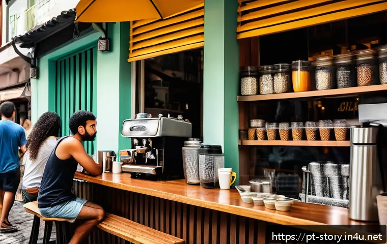스토리텔러로서 창의적 영감을 얻는 방법 - A lively local caf&eacute; scene in S&atilde;o Paulo, Brazil, capturing diverse people engaging in animated conver...