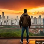 스토리텔러 필수 이론 정리 - A dynamic and inspirational scene depicting the Hero&rsquo;s Journey in a modern Brazilian urban setting: ...