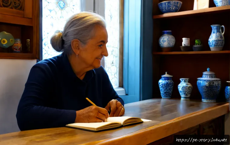 스토리텔러와 고객 경험 중심의 스토리 제작 - Photorealistic Lisbon boutique owner warmly listening to an older customer beside a sunlit counter, ...